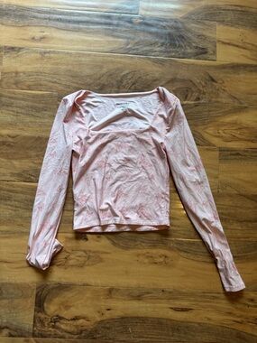 Pink Long-Sleeve Scoop Neck Top